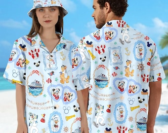Camisa de crucero DN a Hawái, camisa hawaiana de Mickey Mouse Cruise Line, camisa abotonada de Mickey y sus amigos, camisa de viaje de crucero DN a Hawái