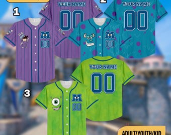 Custom Monster Inc Collections Baseball Jersey Team, Monster Matching Baseball Team, Gift for DN Fans, Monster Inc Jersey, DN Jersey