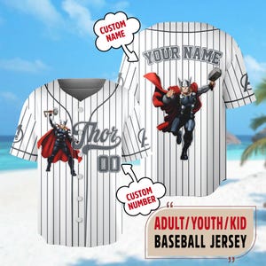 Custom Thor Baseball Jersey, Thor Odinson God Of Thunder Superhero Jersey, Super Hero Baseball Jersey Team Birthday Gift