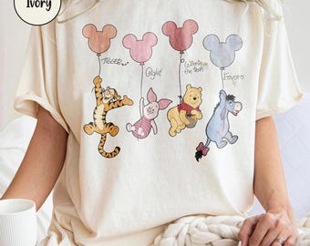 Comfort Colors Winnie The Pooh and Friends Shirt, Winnie The Pooh Shirt, Pooh Balloons Shirt, DN Pooh T-Shirt, Cute Pooh Bear Shirt