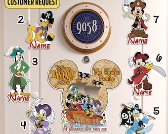 Personalized Mickey and Friends DN Pirate Magnet, DN Cruise Magnet, Pirates of the Caribbean Family Cruise Ship Stateroom Door Decor