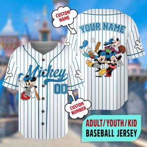 Customized Mickey And Friends Baseball Jersey, Custom Mickey Mouse Baseball Jersey Team, Mickey Lovers Jersey, Magic Kingdom Shirt