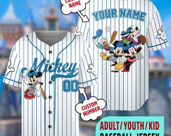 Customized Mickey And Friends Baseball Jersey, Custom Mickey Mouse Baseball Jersey Team, Mickey Lovers Jersey, Magic Kingdom Shirt
