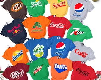 Soda Drinks Group Halloween Shirt, Soda Drinking Party Halloween Costume Shirt, Soft Drink Halloween Costume For Family Group T Shirt