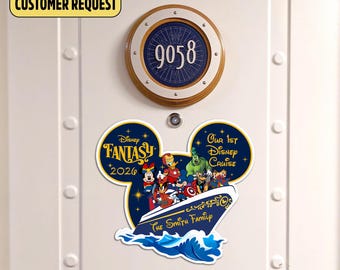 Personalized DN Cruise Line Marvel Character 2026 Magnet, Super Heroes DN Destiny Magic Door Magnet, Family Cruise Stateroom Door