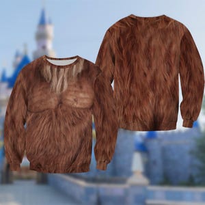 Bigfoot Monster Costume Hoodie, Bigfoot Character Cosplay Costume Hoodie, Halloween 3D Cosplay Outfit, Movie Character All Over Print Shirt 画像 3