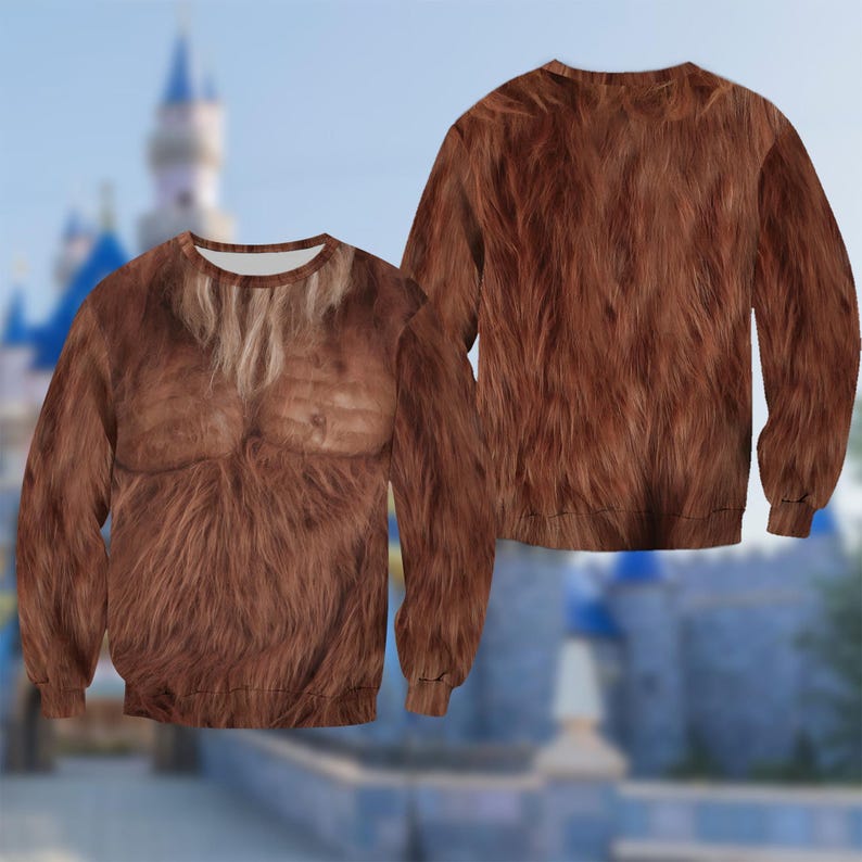 Bigfoot Monster Costume Hoodie, Bigfoot Character Cosplay Costume Hoodie, Halloween 3D Cosplay Outfit, Movie Character All Over Print Shirt 画像 3