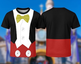 Mickey Tuxedo All Over Print Shirt, Mickey Mouse Cosplay Costume Tee, Halloween Mickey Tuxedo 3D T-shirt, Cartoon Character Costume Tee