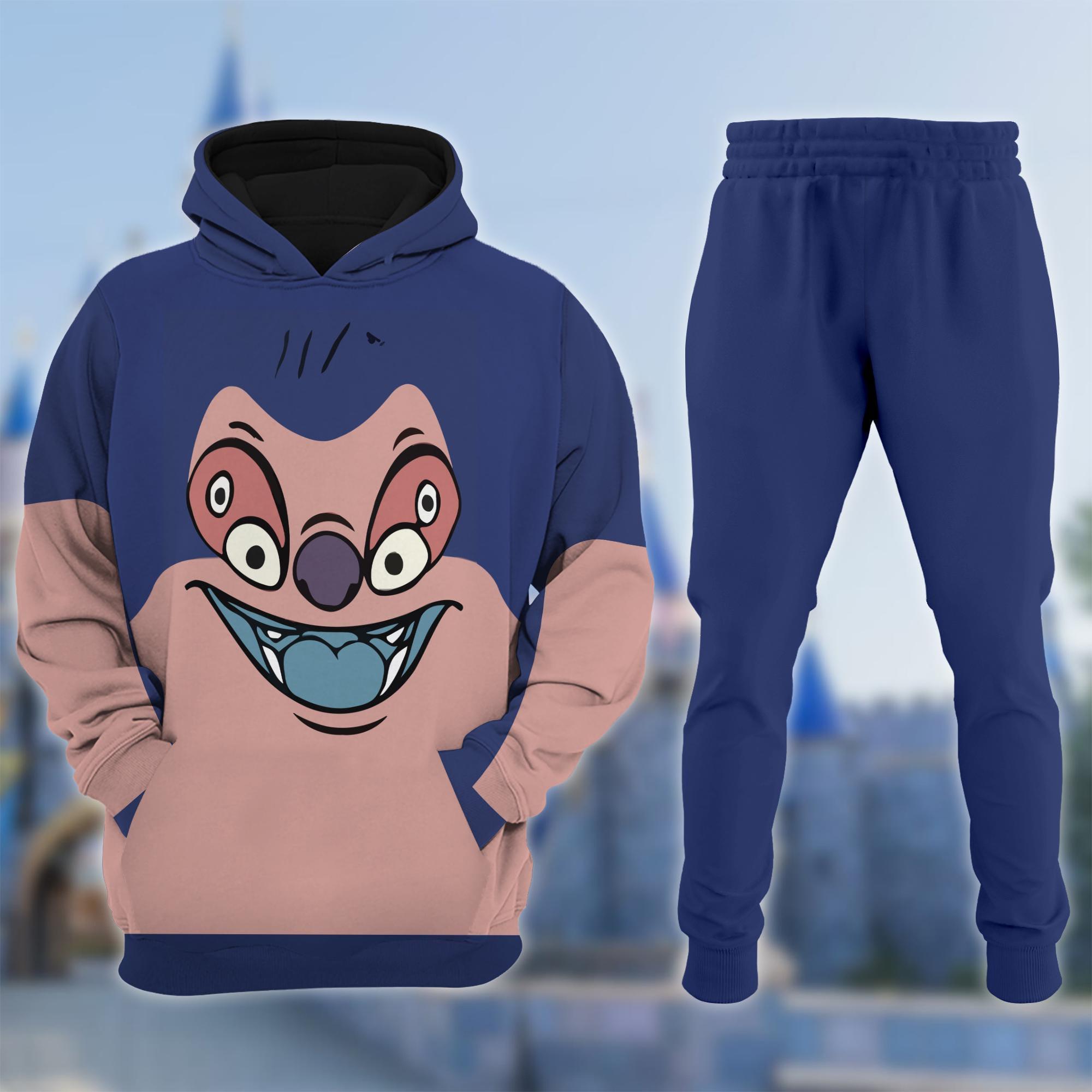 Discover Personalize Lilo And Stitch Hoodie & Joggers Set, Jumba Jookiba Cosplay Costume Hoodie, Cartoon Character Halloween All Over Print Clothing