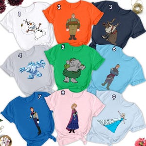 Ice Queen And Other Character Group Matching T-Shirt, Winter Kingdom Movie Shirt, Custom Animated Ice Princess Family Shirts