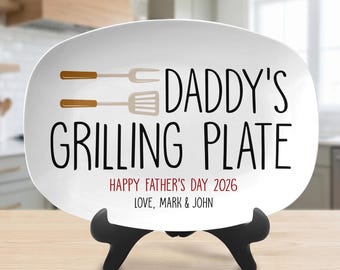 Plato para asar de papá, bandeja personalizada para servir, regalo del Día del Padre de parte de los hijos, regalo para papá amante de la barbacoa, regalos para papá maestro de la parrilla