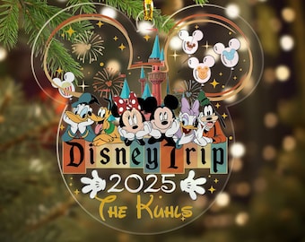 Personalized Mickey Mouse Ears Castle Christmas Ornament, Customized Disney Family Trip 2025 Christmas Tree Decor, Holiday Vacation Gift