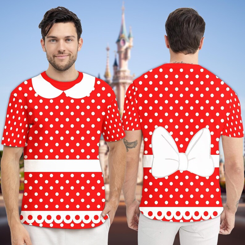Minnie Mouse 3D Costume Cosplay T-Shirt, Minnie Halloween Shirt, Mickey Minnie All Over Printed Trip Shirt, Minnie Mouse Birthday Girl Gift 画像 3