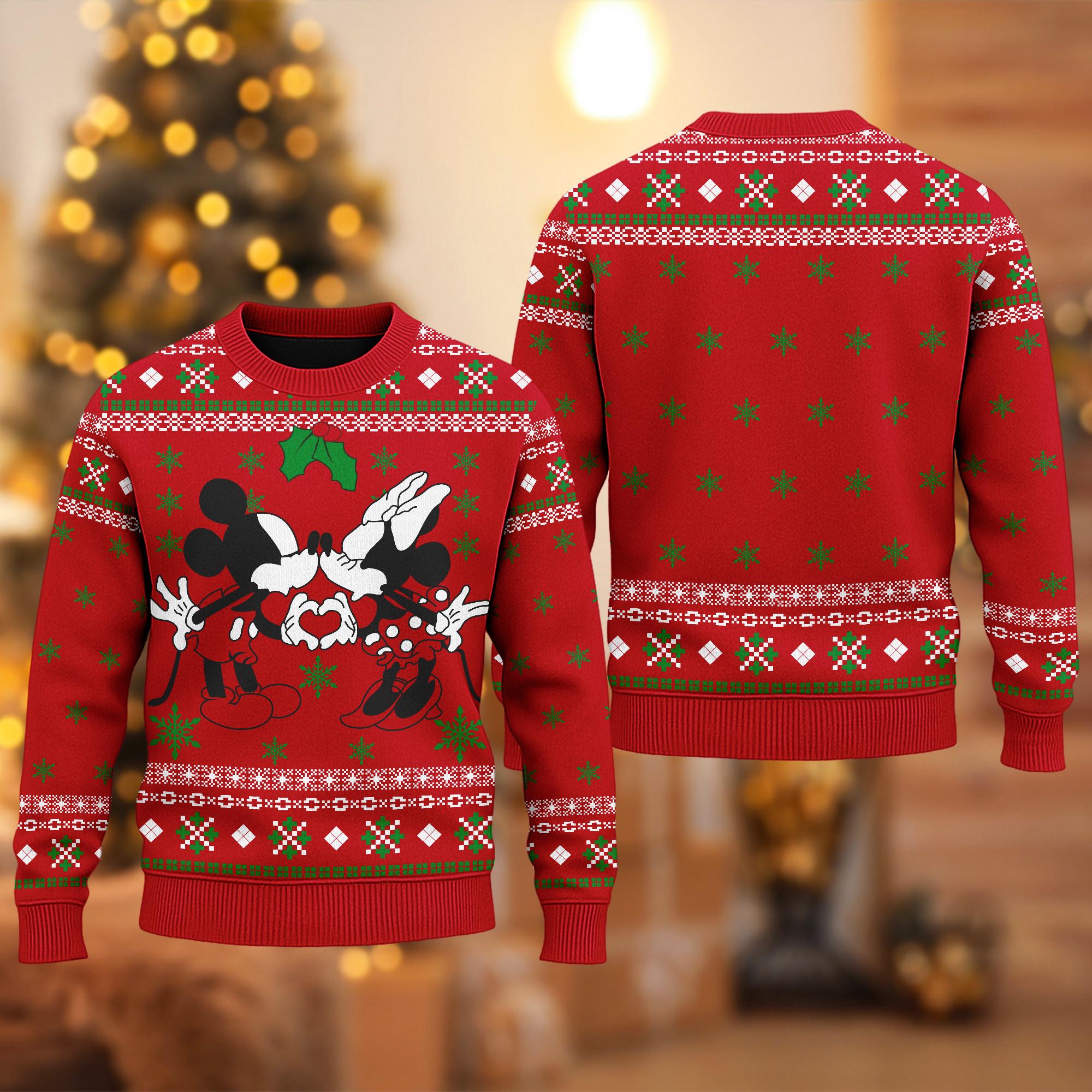 Discover Mickey Mouse And Minnie Mouse Ugly Sweater, Minnie Mouse Mickey Mouse Christmas Sweatshirt, Disney Xmas Holiday Shirt, Magic Kingdom Shirt