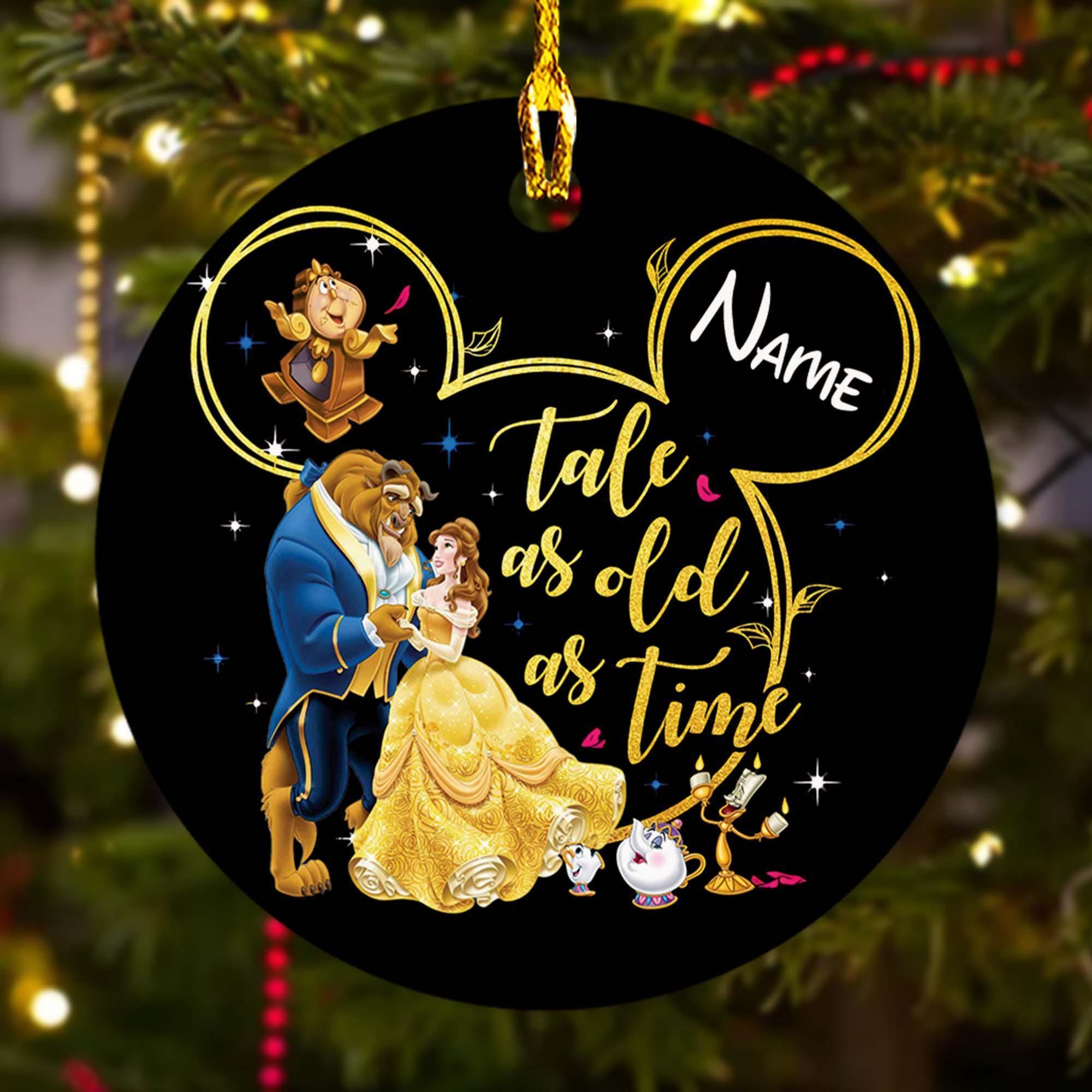 Discover Personalized Beauty and the Beast Ornament, Belle Princess Christmas Ornament Hanging, Cartoon Christmas Tree Decor Gift