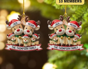 Personalized Family Reindeer Christmas Ornament, Custom Name  Acrylic Ornament, Reindeer Customized 2025 Christmas Tree Decor Gift For Kid