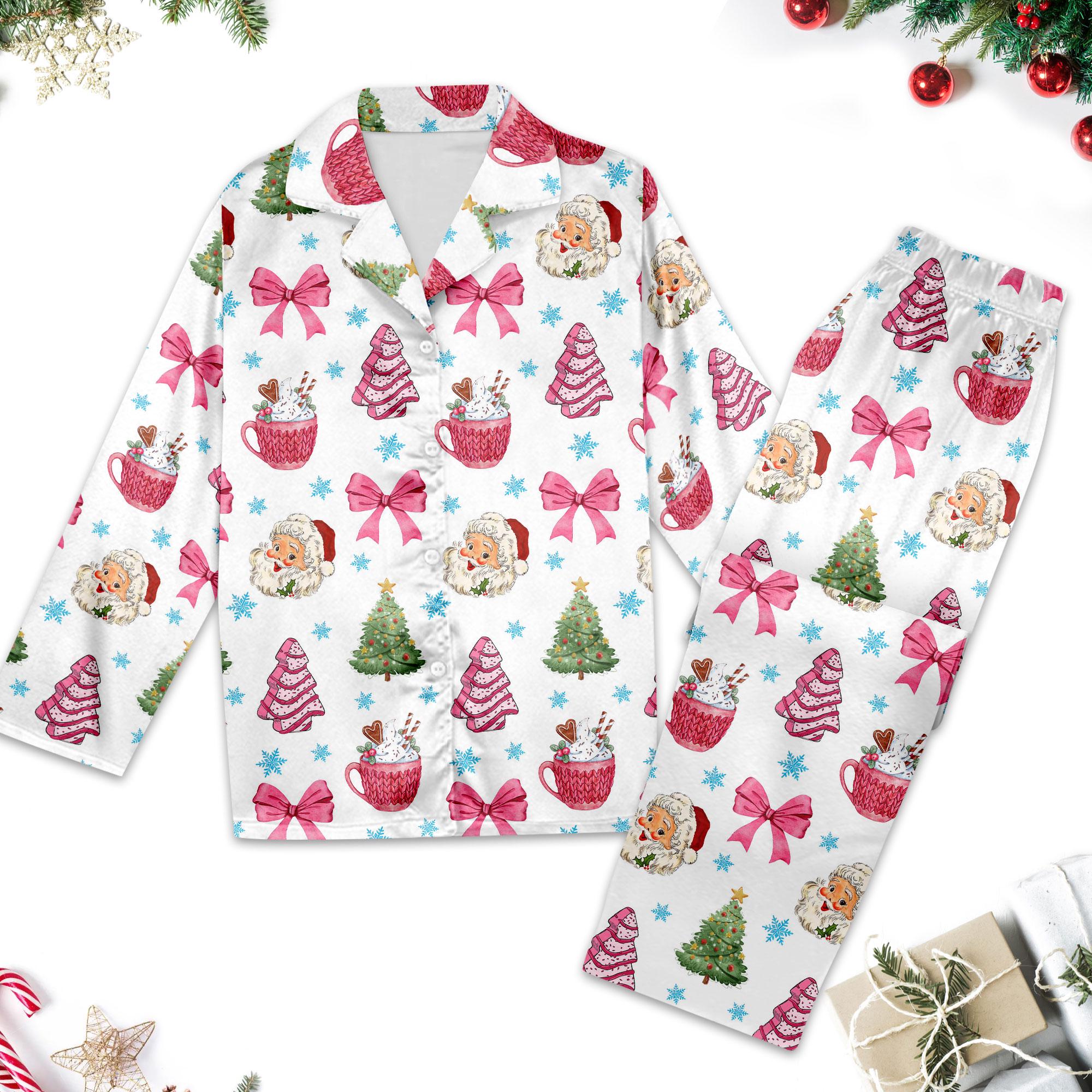 Discover Coquette Christmas Santa Pajama Set, Santa Claus Coquette Christmas Pajamas Set, Coquette Bow Pyjamas Set, Xmas Family Matching Gift