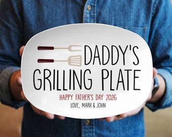 Plato para asar de papá, bandeja personalizada para servir, regalo del Día del Padre de parte de los hijos, regalo para papá amante de la barbacoa, regalos para papá maestro de la parrilla