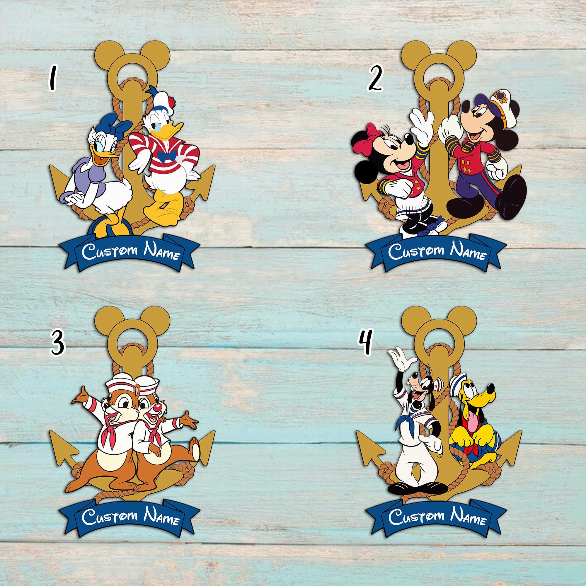 Discover Personalized Mouse Couple Sailor Anchor Magnets Family Cruise Ship Door, Dog Cartoon Couple Cruise Sailor Magnet, Cruise Family Trip Magnet