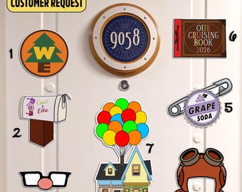 Juego de imanes personalizados para la puerta del crucero UP, inspirados en la película UP, imanes familiares personalizados, decoración de puertas, regalos familiares, crucero UP 2025