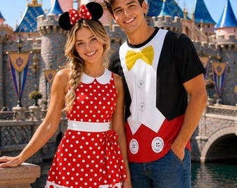 Mickey Minnie Mouse Costume Couple Matching Outfit, Minnie Mouse Dress Skirt, Mickey Halloween Costume Cosplay, Minnie Halloween Dress