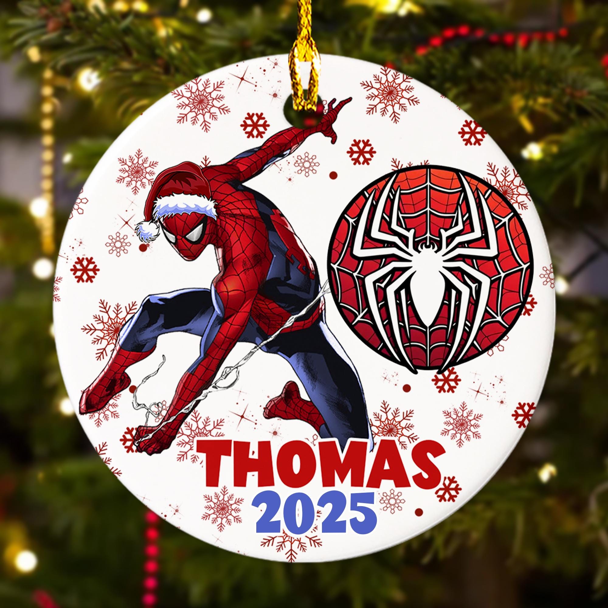 Discover Personalized Spider-Man Christmas Ornament, Superhero Christmas Tree Decor, Marvel Character Xmas Ornament Gift For Kid