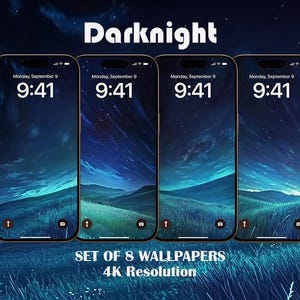 Darknight Stars Theme Wallpaper iPhone, 4K Phone Wallpapers set of 8, iPhone Lock Screen, Custom Home Screen, Digital Download, High Quality