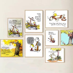 Affiches de plusieurs styles de citation de Calvin-Hobbes, affiche de dessin animé comique mignon, cadeau vintage Calvin Movie Hobbes pour enfant, adolescent, adulte, amateurs de livres