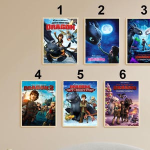 How To Train Your Dragon Animated Film Poster, Dragon Fantasy Film Poster, Toothless Hiccup Night Fury, Gifts for Kid, Teen, Dragon Lovers