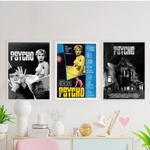 Affiche classique du film d&#39;horreur psychopathe de 1960 Bates Motel Norman Bates Marion Crane affiche vintage Cadeau d&#39;Halloween pour femme homme Poster déco