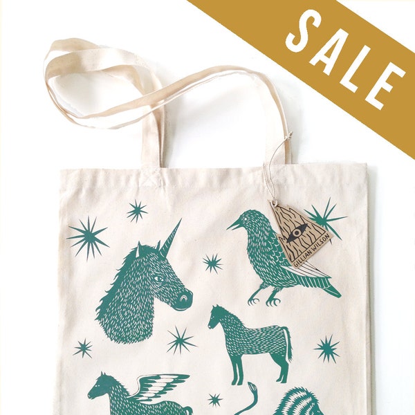 CONSTELLATION ZOO Screen Printed Canvas Tote Bag