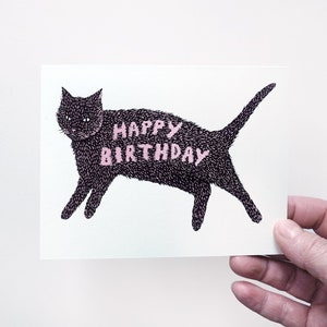 HAPPY BIRTHDAY KITTY - Screen Printed Greeting Card