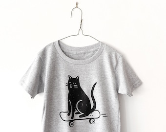 COOL CAT Gray- Toddler Screen Printed T-Shirt