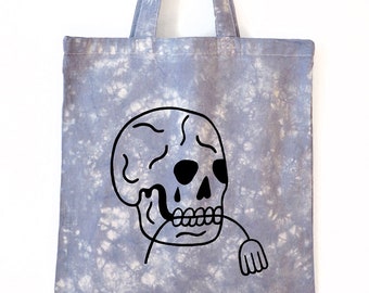 UNREQUITED -  Tie-Dyed Screen Printed Cotton Tote Bag