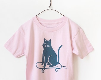 COOL CAT (Pink)  - Toddler Screen Printed T-Shirt