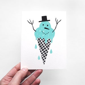 SCHNEEMANN ZEICHEN - Siebdruck Weihnachtskarte