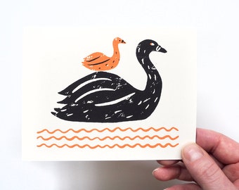 NEW BABY (Swan)- Screen Printed Card