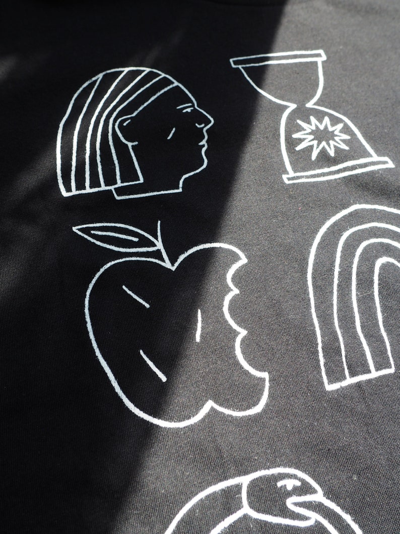 HIEROGLYPHS Black Screen Printed T-Shirt image 4