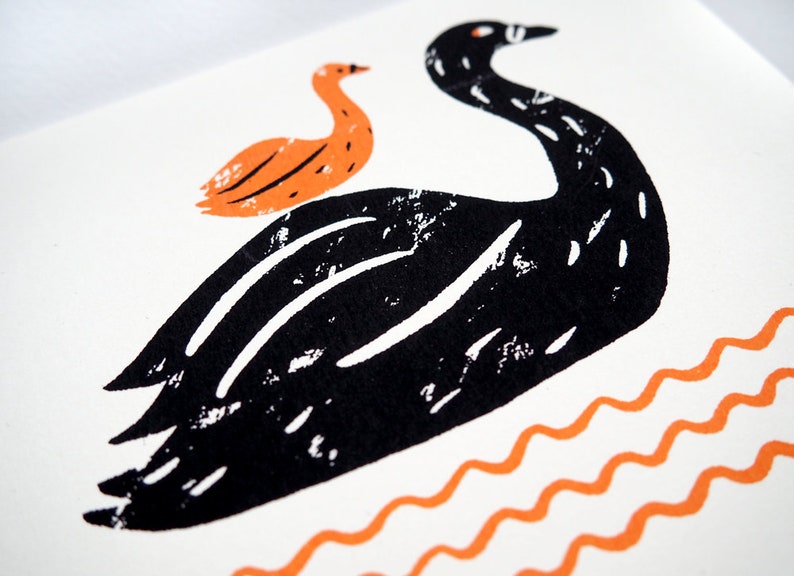 NEW BABY Swan Screen Printed Card image 3