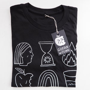 HIEROGLYPHS Black Screen Printed T-Shirt image 3