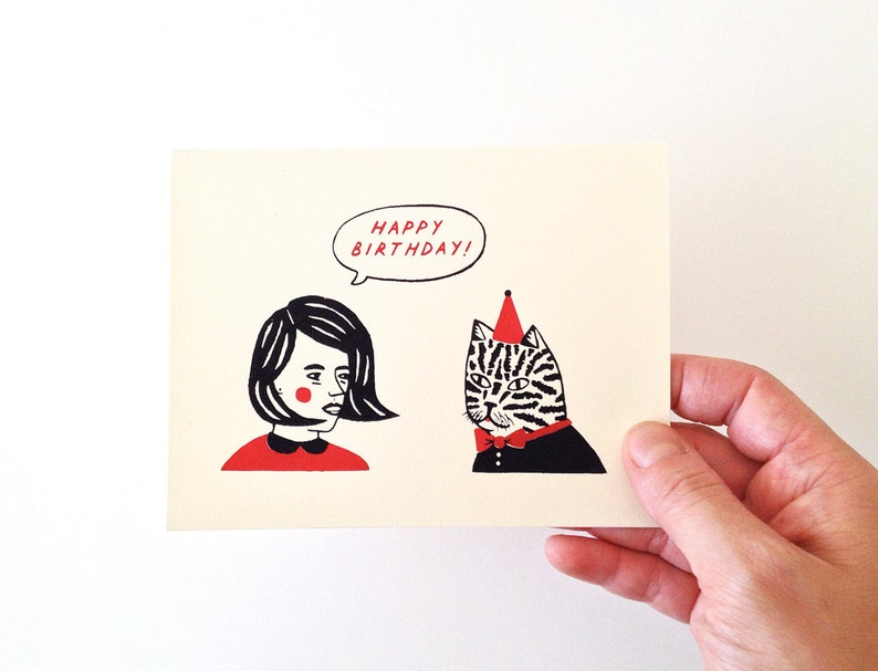 BIRTHDAY BUDDIES Screen Printed Greeting Card 画像 1