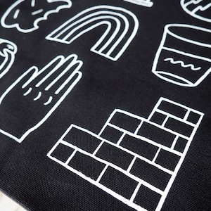 HIEROGLYPHS Siebdruck schwarze Einkaufstasche aus Canvas Bild 3