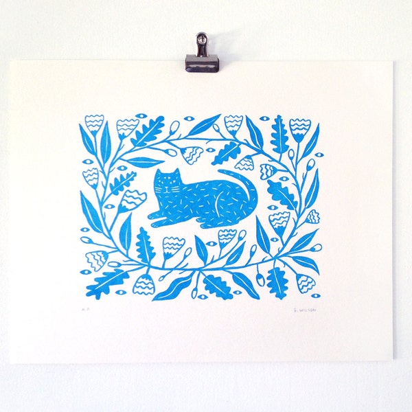 BLUE GARDEN - Letterpress Print
