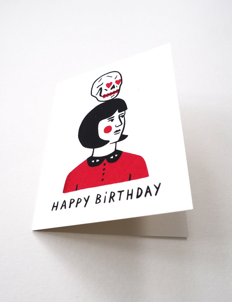 LOVE SKULL Screen Printed Birthday Card image 2