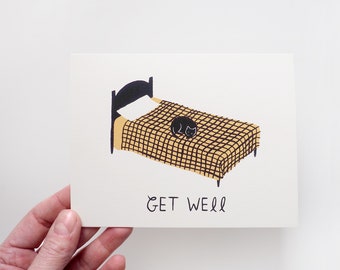 GET WELL - Screen Printed Greeting Card