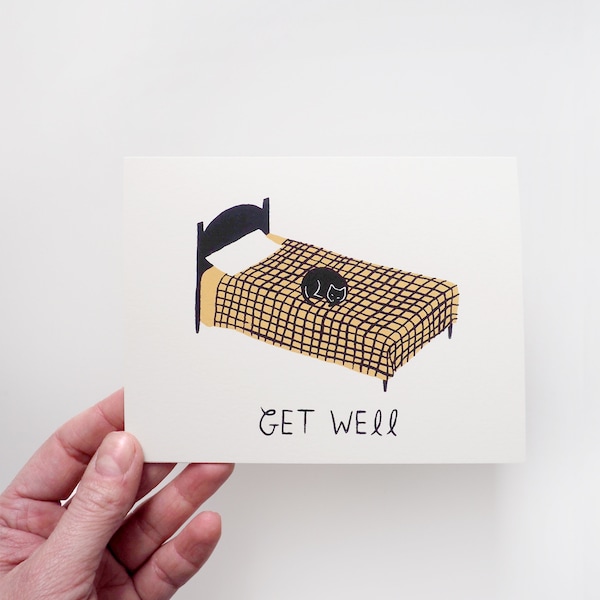 GET WELL - Tarjeta de felicitación serigrafiada