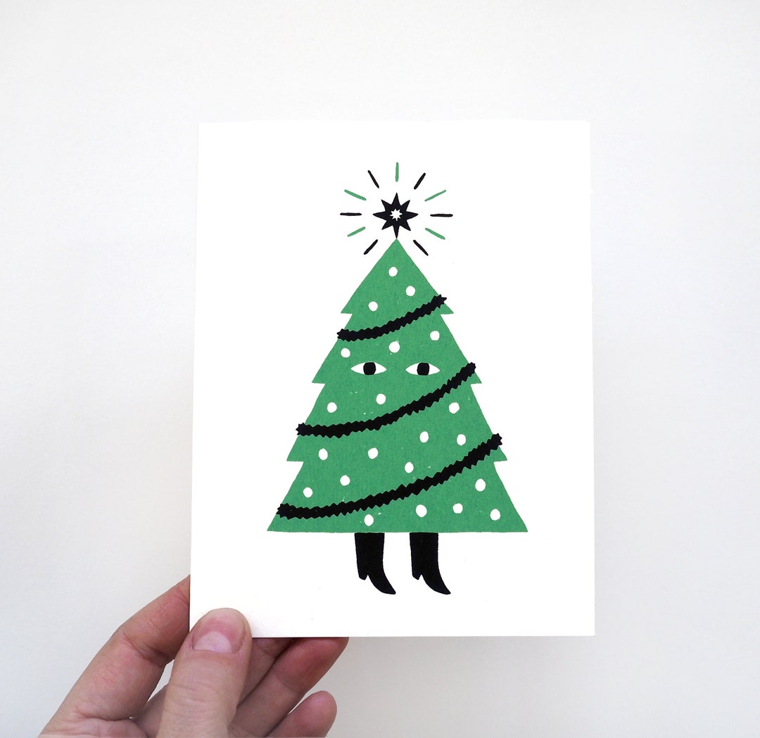 O CHRISTMAS TREE Screen Printed Christmas Card Etsy