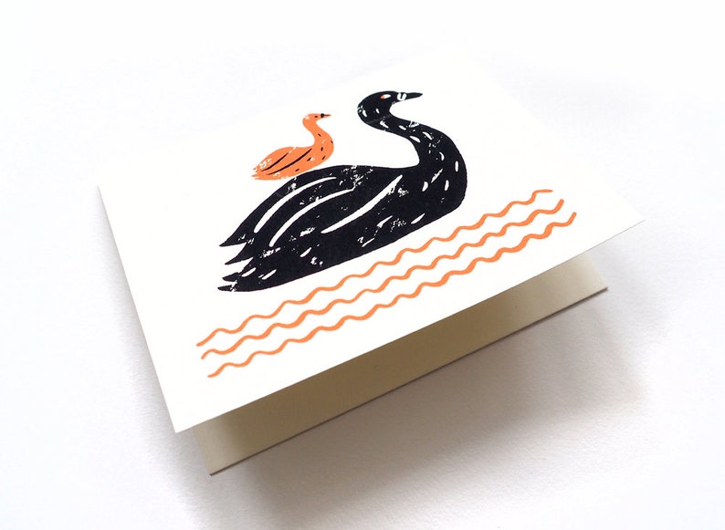 NEW BABY Swan Screen Printed Card image 2