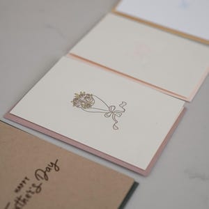 Letterpress Bouquet Card – 4-Bar Size, Hand-Drawn Floral Design, Minimal Blank Note Card