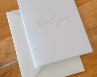 Letterpress Dankeskarte - Elegantes Script-Design, minimalistische leere Notizkarte
